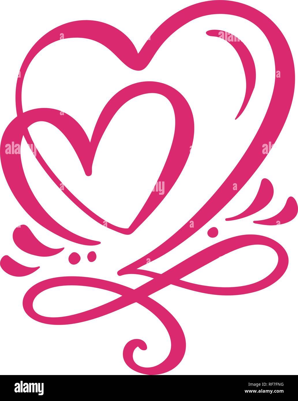 Zwei geliebten kalligrafischen Herzen. Handgefertigte vektor Kalligraphie. Dekor für Grußkarten, Tasse, Foto Overlays, t-shirt Drucken, Flyer, Plakat design Stock Vektor