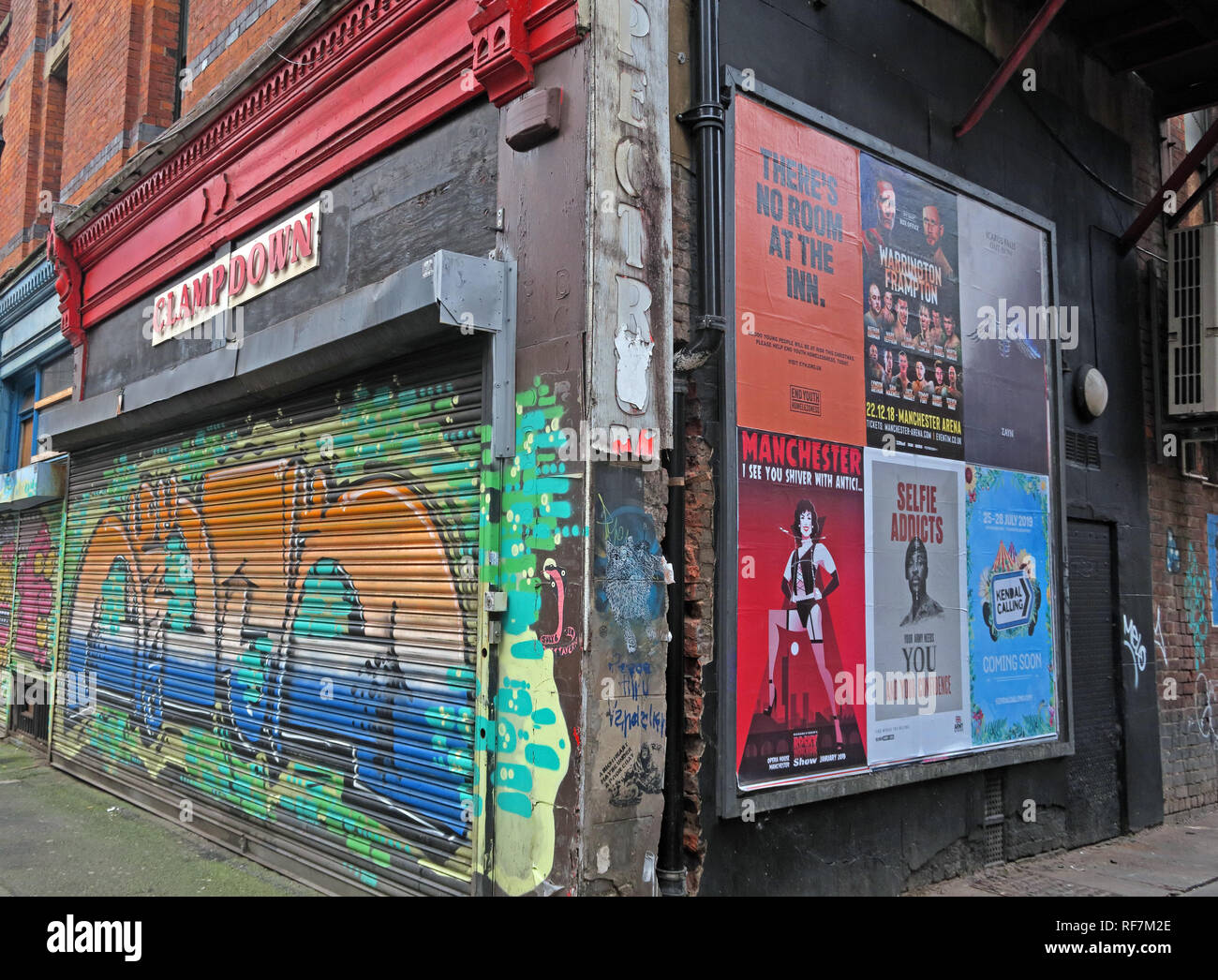 Alte Aufzeichnungen & Vinyl shop, Razzien Records, Paton Street, Piccadilly, Northern Quarter, Manchester City Center, North West England, Großbritannien Stockfoto
