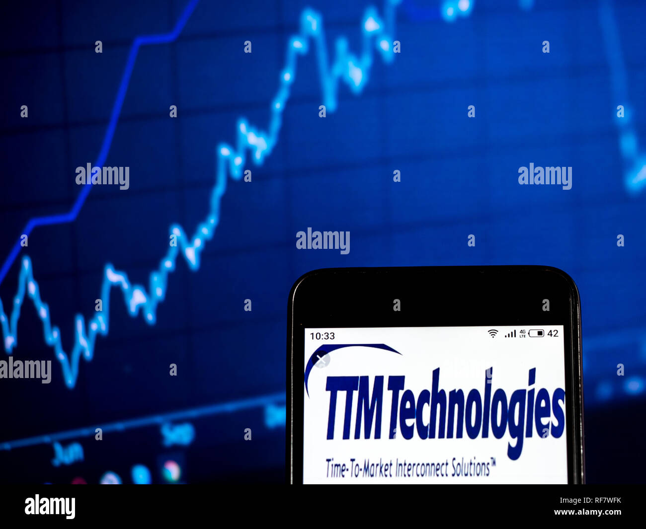 TTM Technologies Company Logo auf dem Smartphone angezeigt Stockfoto