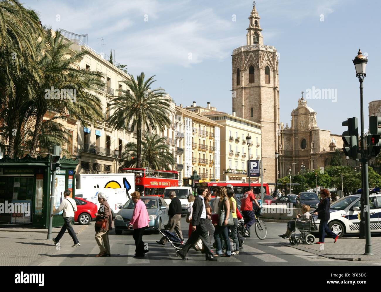 ESP, Spanien, Valencia: Altstadt, an der Plaza de la Reina, Torre del Miguelete, Glockenturm der Kathedrale Stockfoto