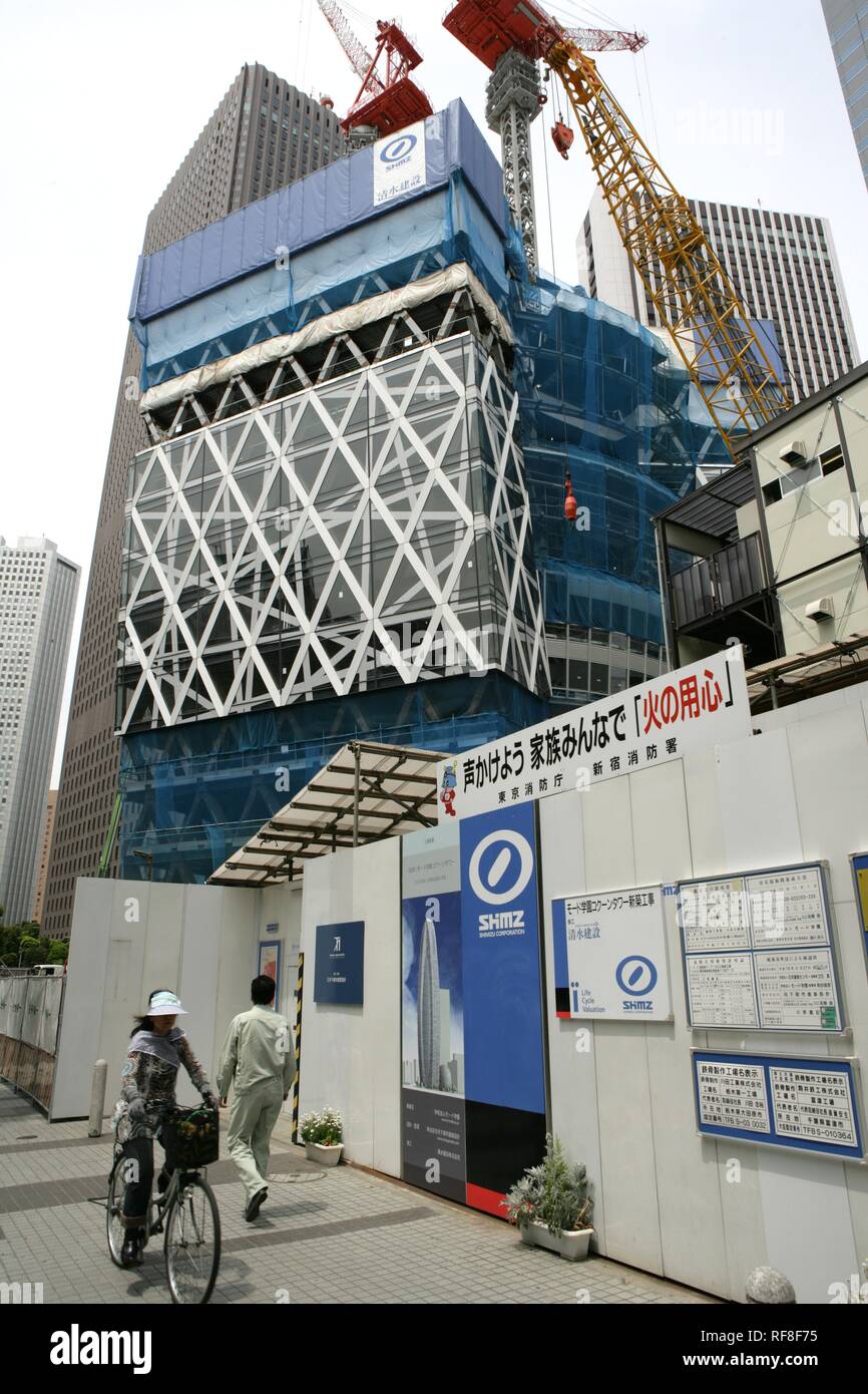 Japan, Tokio: Shinjuku district. Baustelle eines neuen Wolkenkratzer von shimizu Corporation. Stockfoto