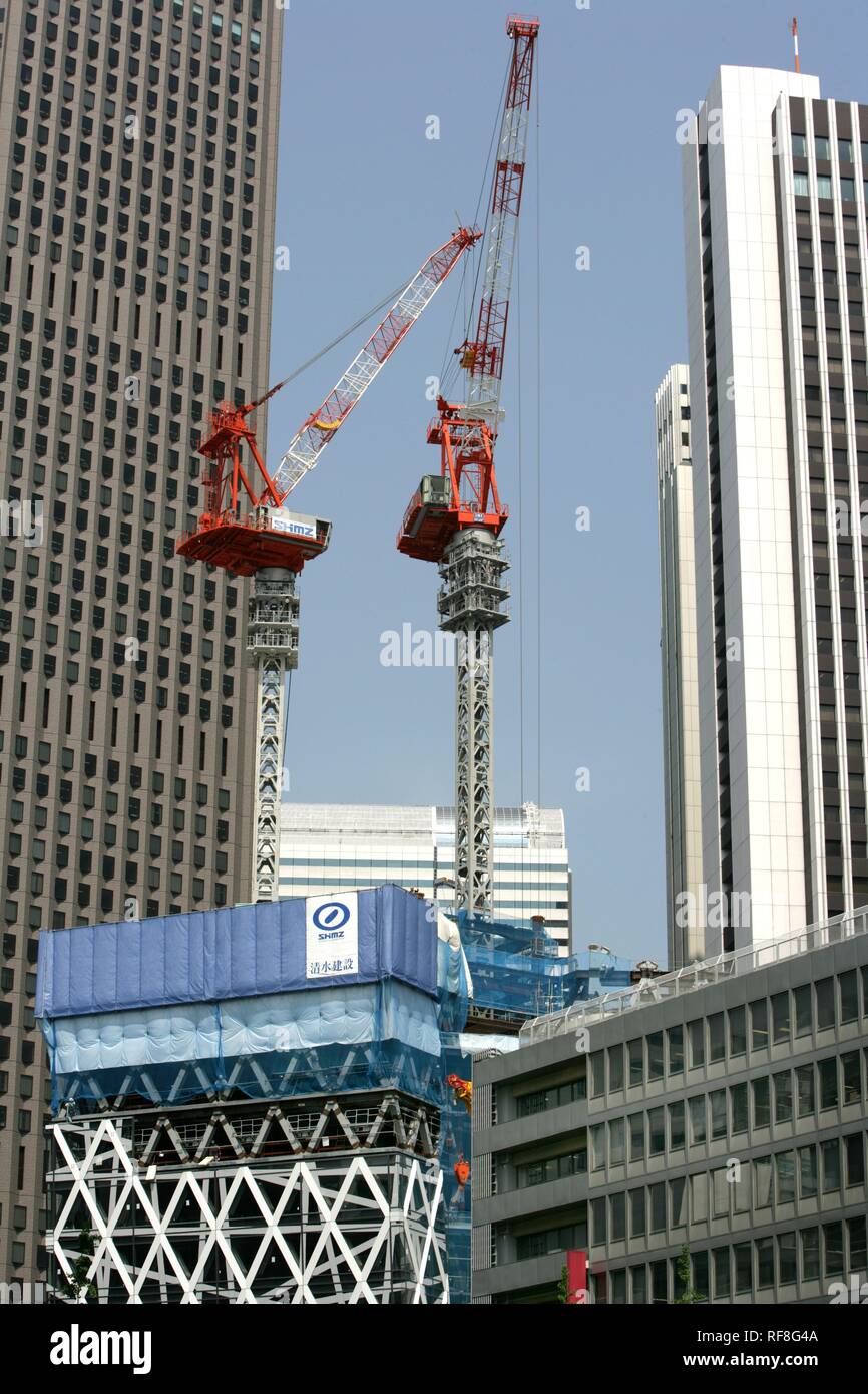 Baustelle des neuen Shimizu Corporation Wolkenkratzer, Shinjuku, Tokyo. Japan, Asien Stockfoto