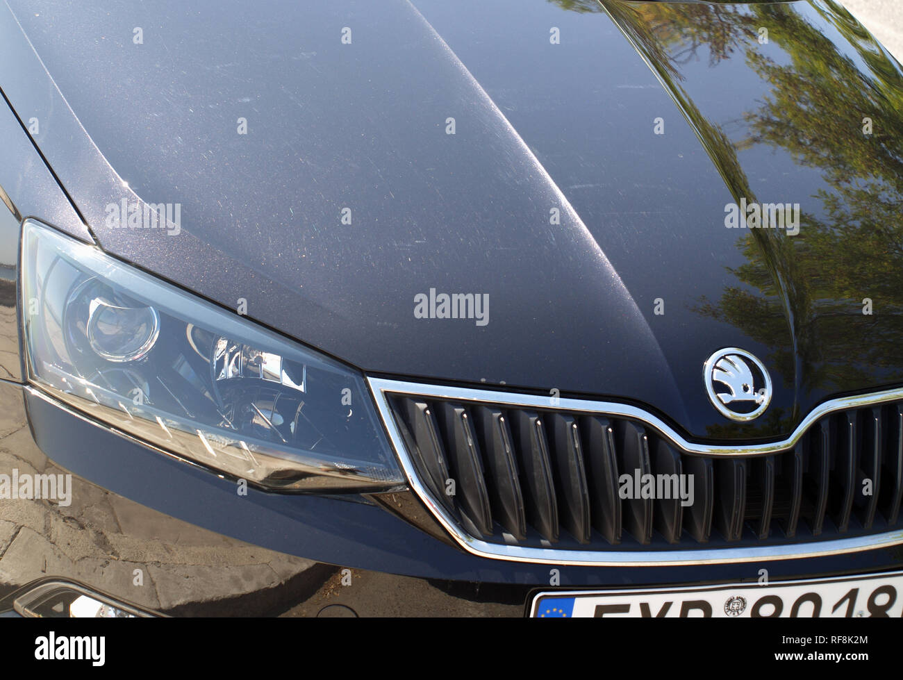 Schwarz Skoda Octavia in Korfu, Griechenland Stockfoto