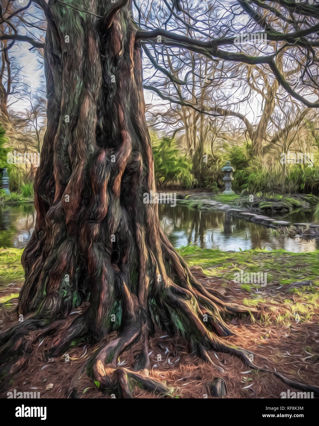 Diese wunderbare alte Baum kann in den Gärten der Newstead Abbey in Nottinghamshire gefunden werden. Es fiel mir... Stockfoto