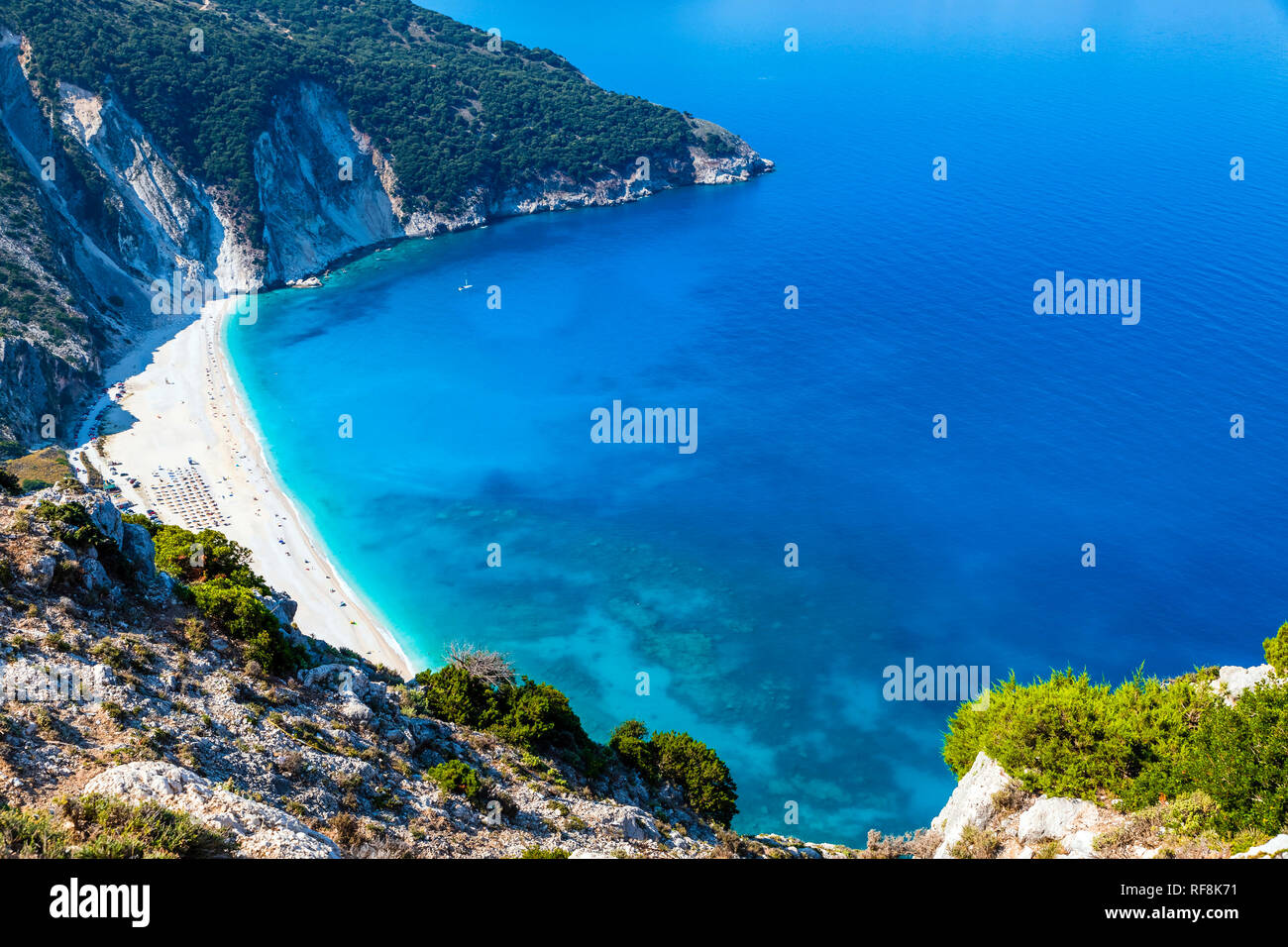 Griechenland, Kefalonia, Insel, Myrtos Beach,, Panorama, Insel Stockfoto