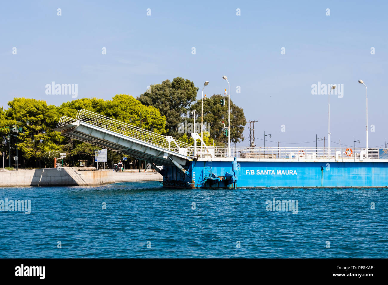 Griechenland, Lefkas, Kanal, Floating, Brücke, Santa Maura,, Panorama, Kanal, Brücke Stockfoto