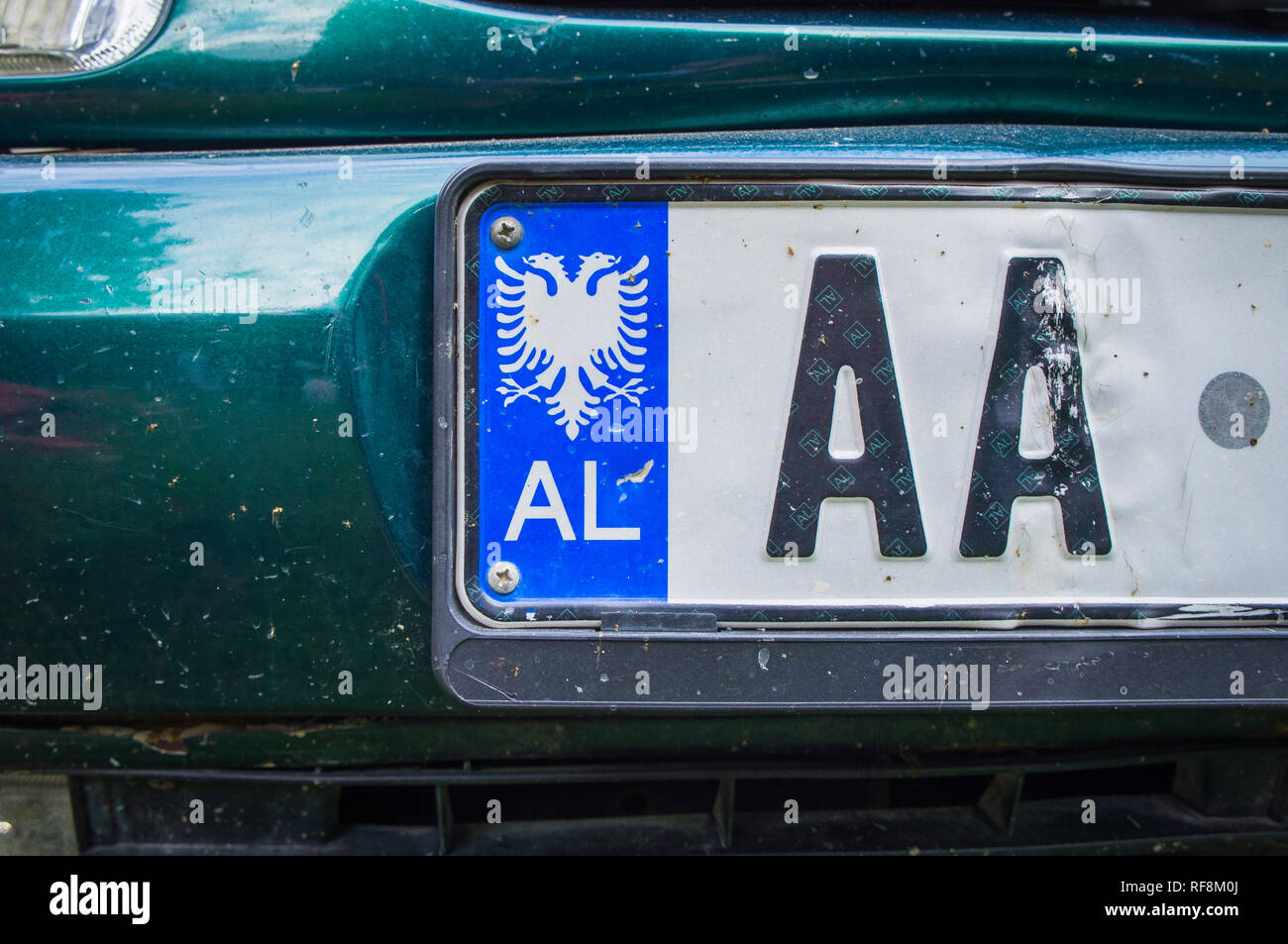 Auto, Fahrzeug Kennzeichen von Albanien, AL, dargestellt am 6. September  2018. (CTK Photo/Libor Sojka Stockfotografie - Alamy