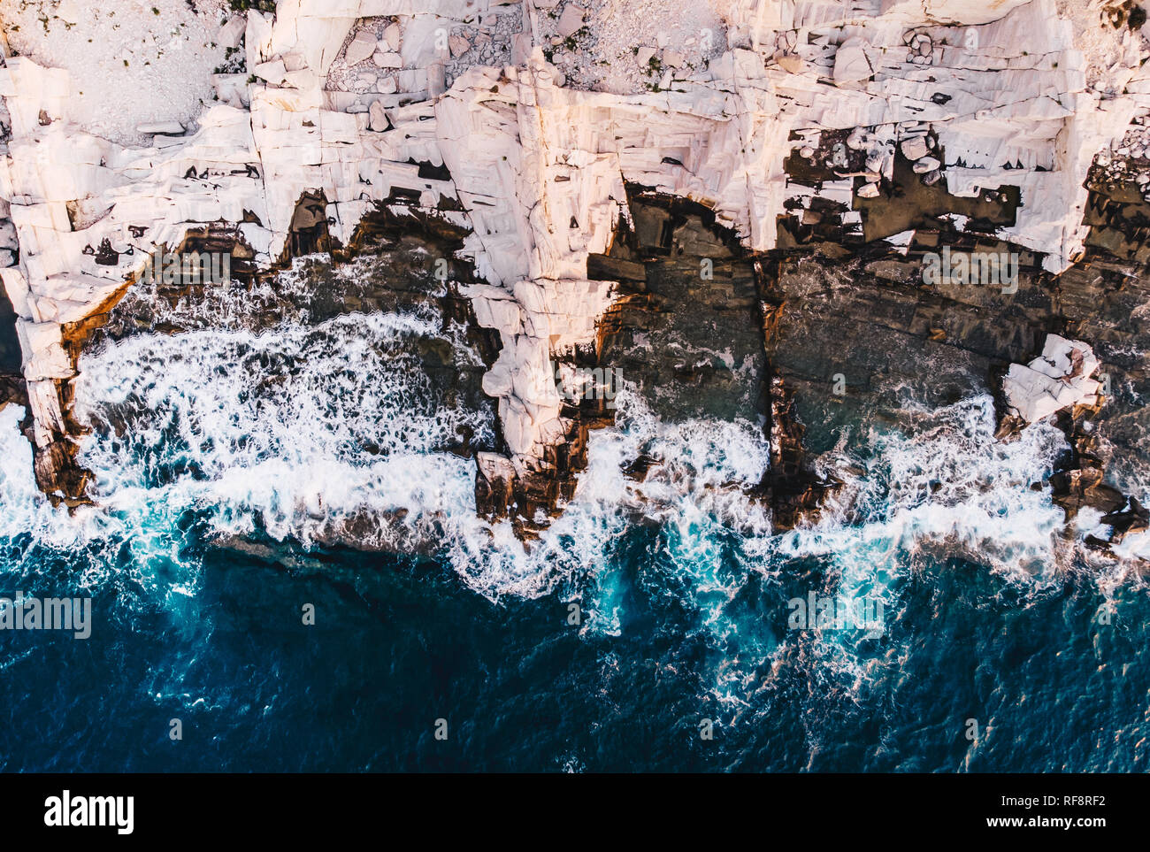Luftaufnahme der Marmor Port Aliki in Thasos oder der Insel Thassos, Griechenland Stockfoto