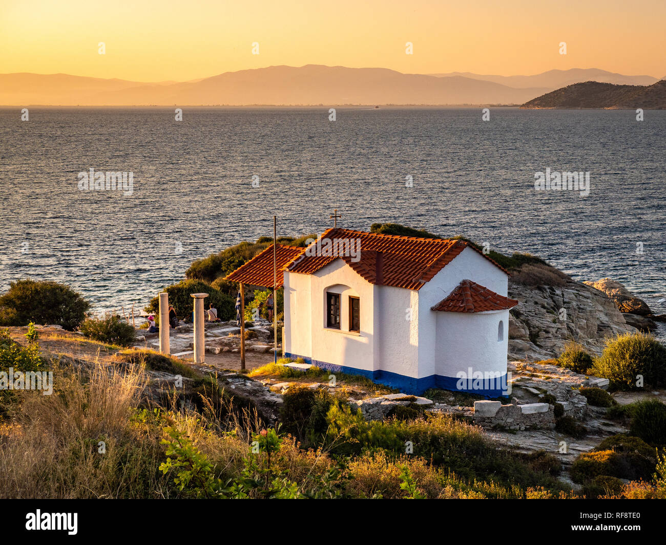 Sonnenuntergang in Thassos, Griechenland Stockfoto