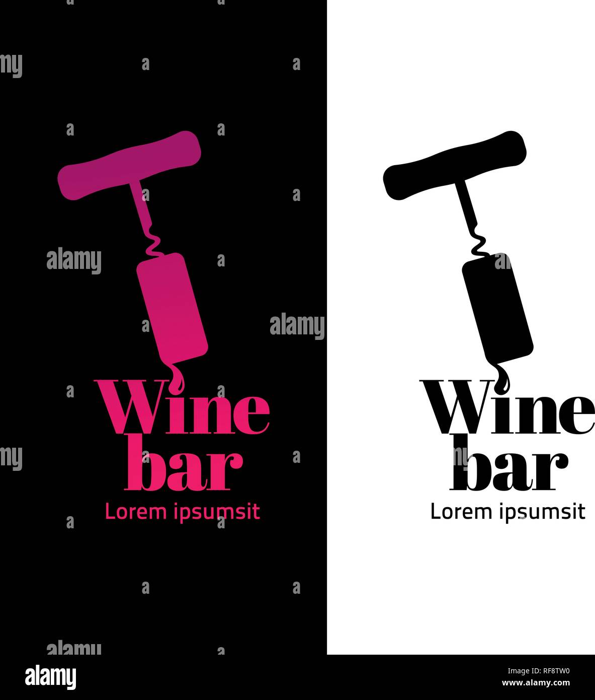 Symbol mit Abbildung der Korkenzieher und Wein. Logo für Ihren Wein. Symbol. Text Beispiel, Wein bar. Vektor Stock Vektor