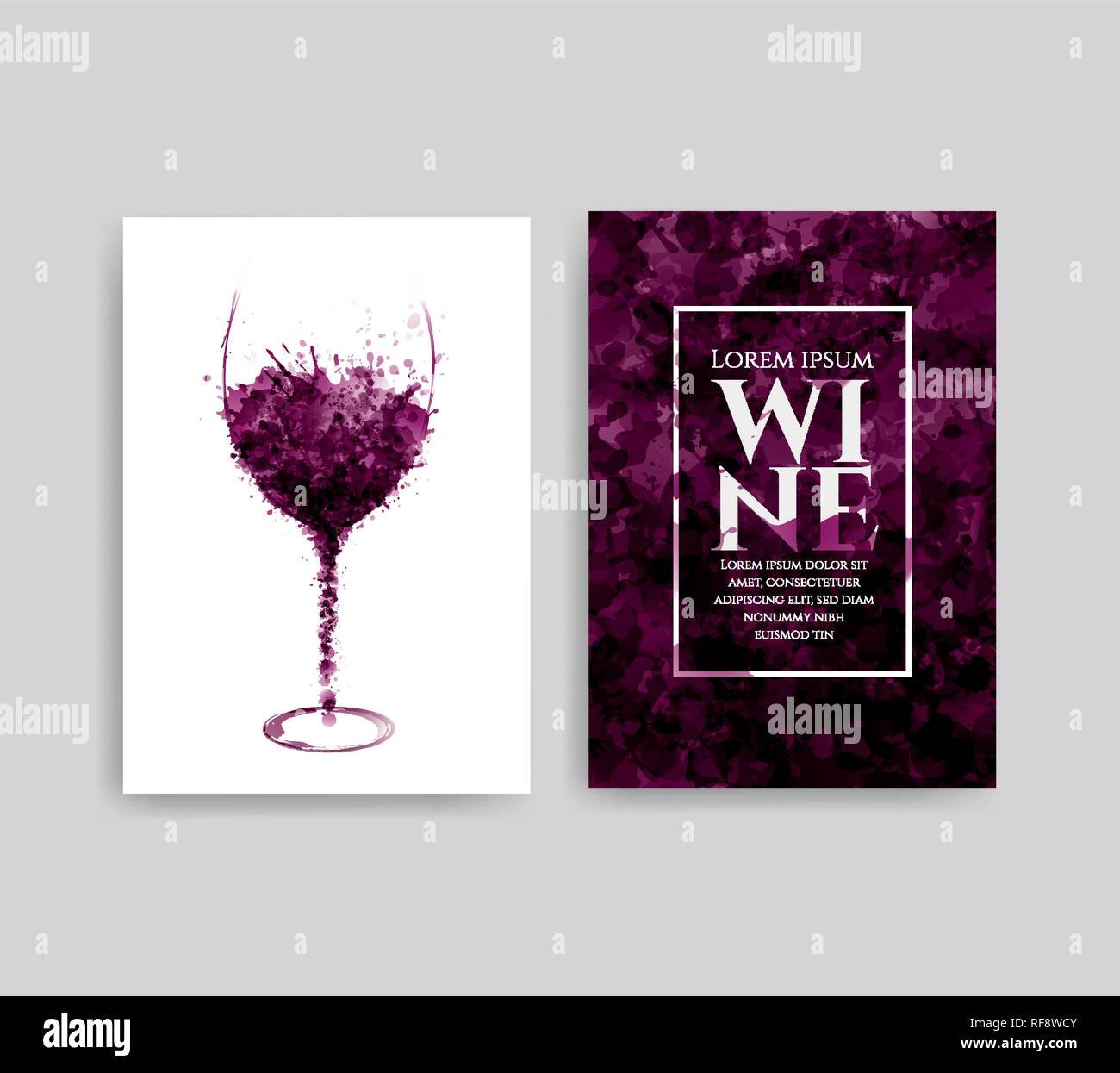 Abbildung: Glas mit rotweinflecken. Hintergrund Spots von Wein fällt. Vorlagen für Wein Listen, Flyer, Werbeaktionen, Einladungen. Vektor Stock Vektor