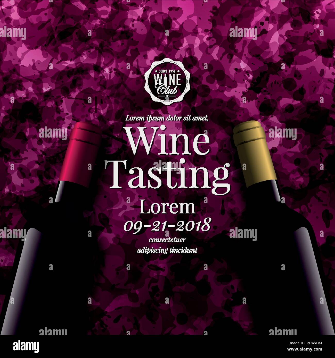 Hintergrund Flecken Wein Tropfen mit Weinflaschen und Text. Vorlagen für Wein Listen, Flyer, Werbeaktionen, Einladungen. Vector Illustration Stock Vektor Hintergrund Flecken Wein Tropfen mit Weinflaschen und Text. Vorlagen für Wein Listen, Flyer, Werbeaktionen, Einladungen. Vector Illustration Stock Vektor