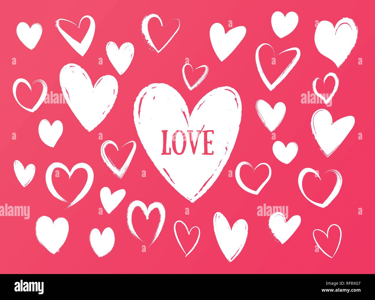 Zeichnung der Herzen. Herzen mit Bleistiftstrichen, Pinsel oder Marker. Verschiedene herzen Formen für Liebe Karten, Werbemittel, Banner, Broschüren, Poster. Vektor Stock Vektor