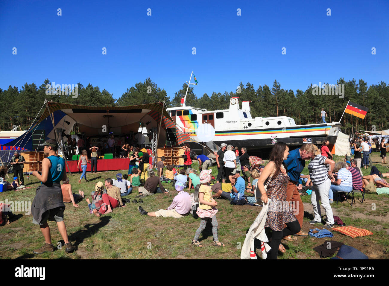 Anti-AKW-Protest gegen das atomare Zwischenlager in Gorleben, Wendland, Niedersachsen, Deutschland, Europa Stockfoto