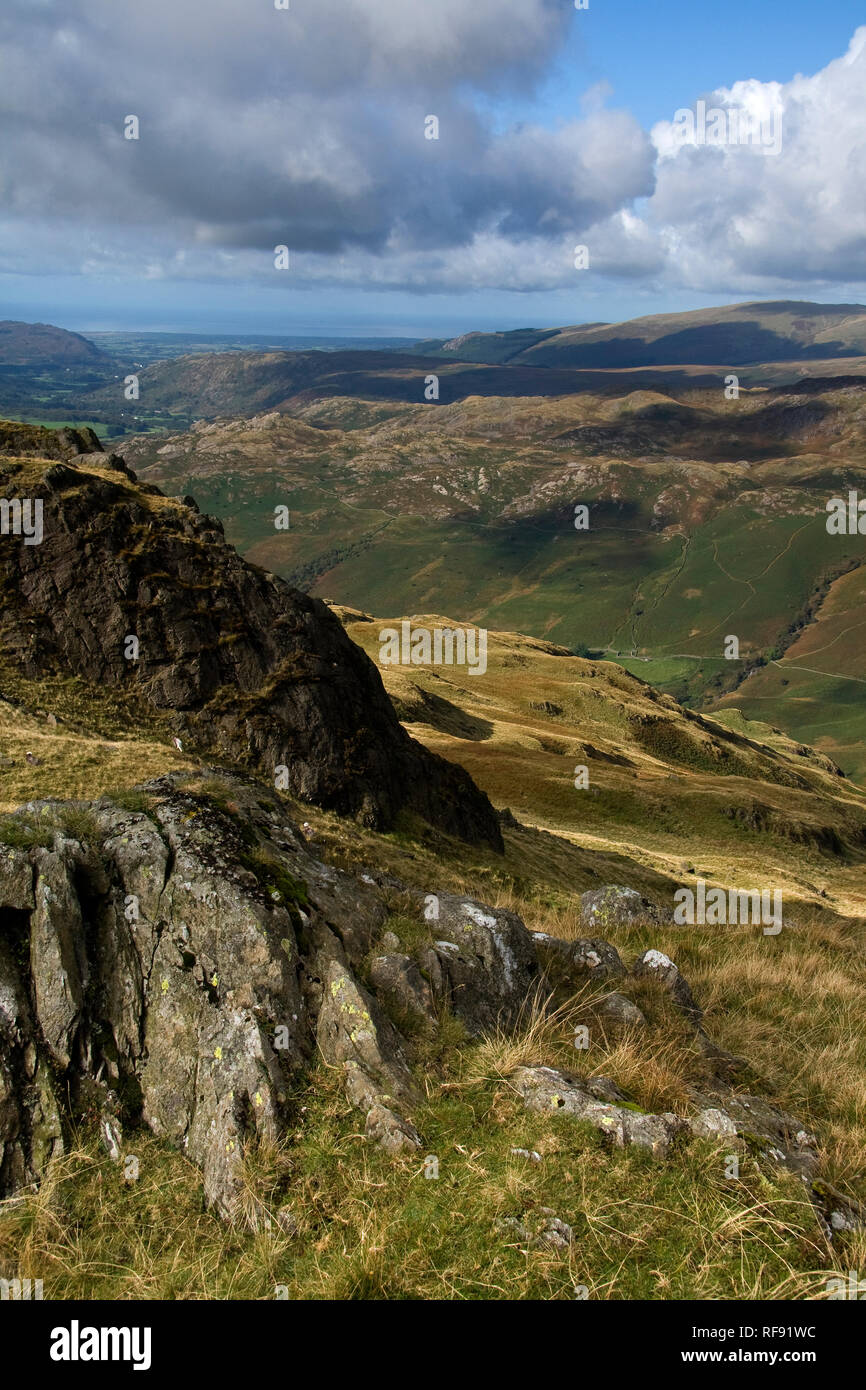 Eskdale Valley von Hardknott, Obere Eskdale, Lake District, Cumbria Stockfoto