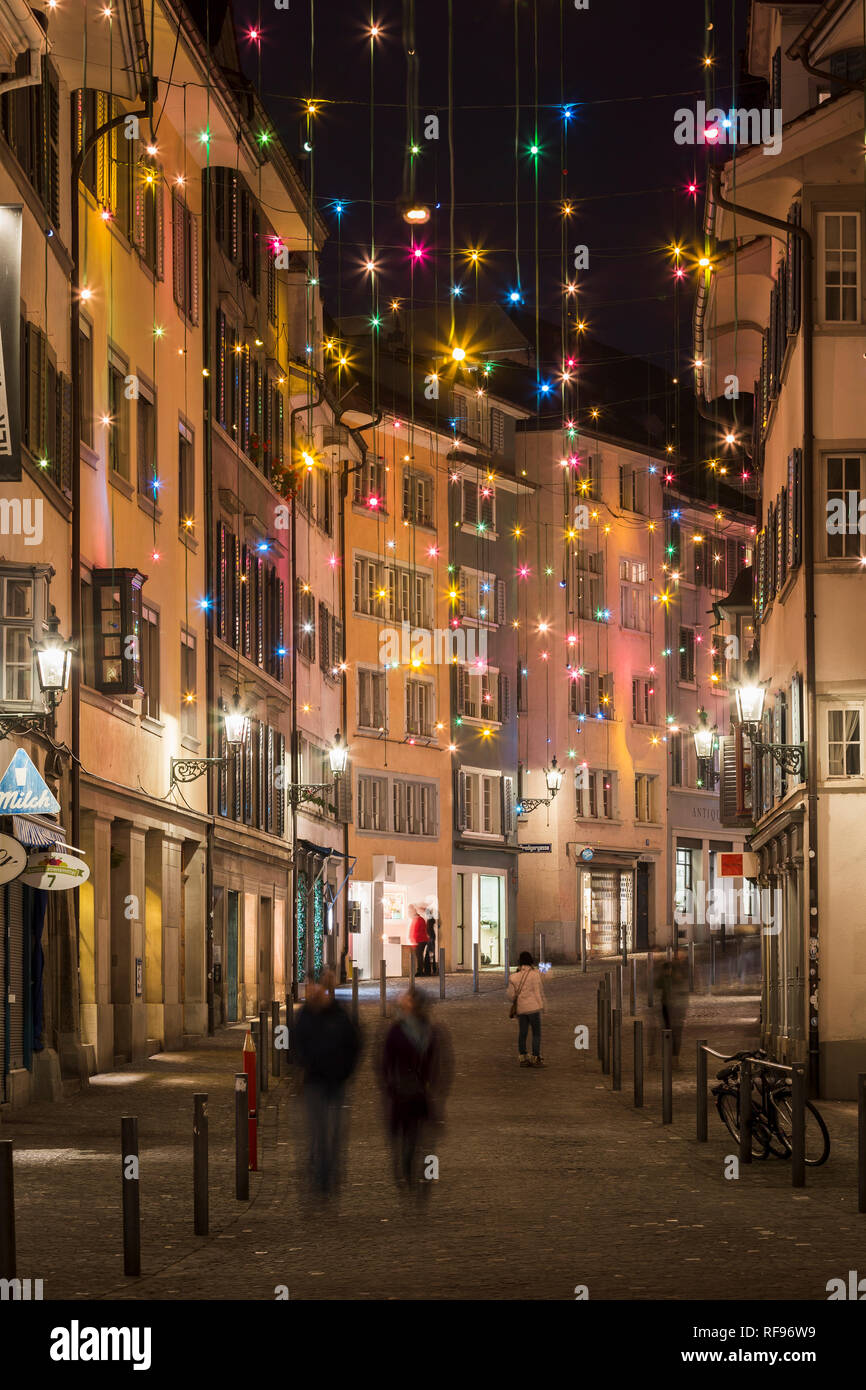 Weihnachtsbeleuchtung in Zürich, Schweiz Stockfoto