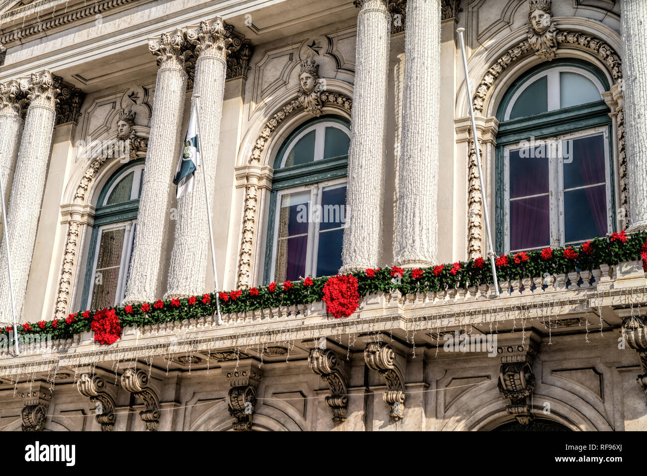 Neoklassische Lissabon City Hall (Vila Praia do Concelho de Lisboa) ist das Gebäude, auf dem Platz der Gemeinde befindet sich Stockfoto