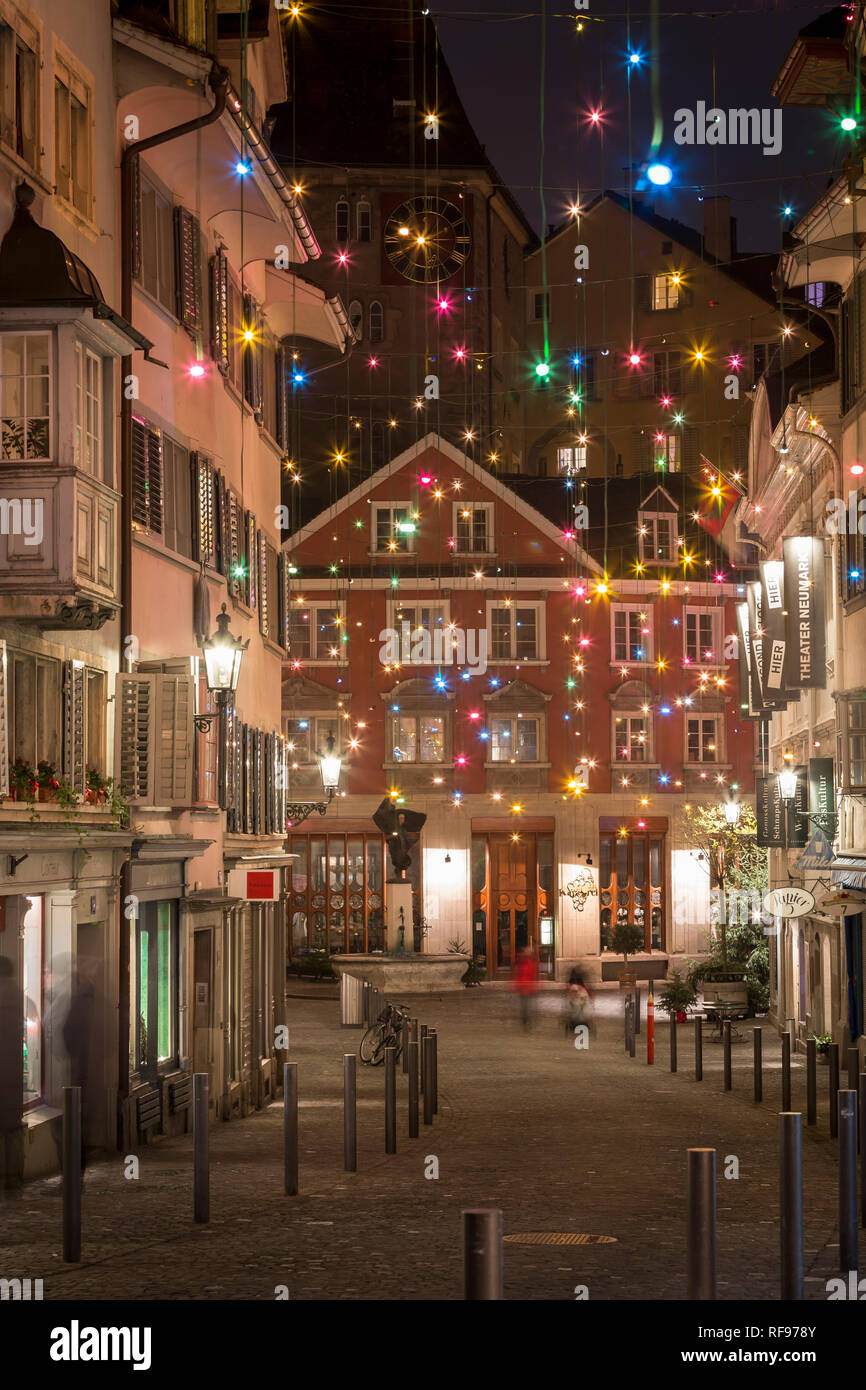 Weihnachtsbeleuchtung in Zürich, Schweiz Stockfoto