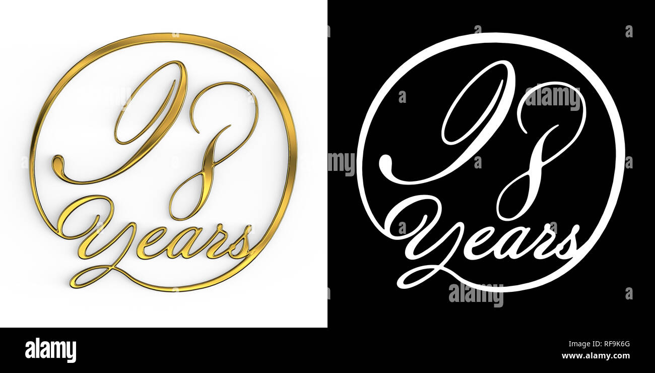 Goldene Zahl 98 Jahre (98 Jahre) in einem Kreis, Ansicht von oben, mit