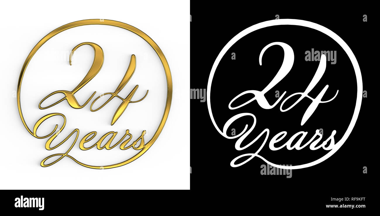 Goldene Zahl 24 Jahre (24 Jahre) in einem Kreis, Ansicht von oben, mit ...