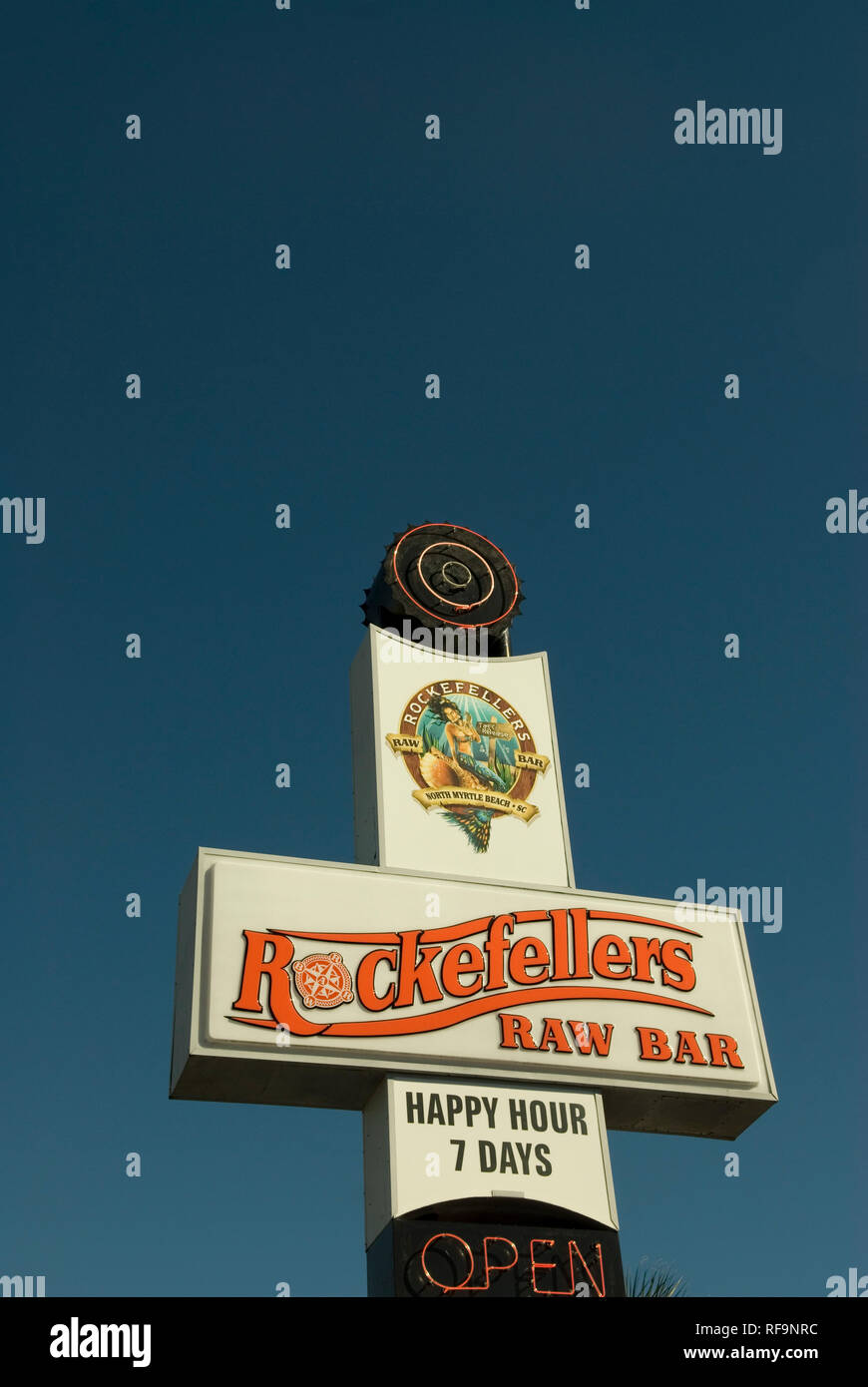 Rockefellers Raw Bar anmelden North Myrtle Beach, South Carolina, USA. Stockfoto