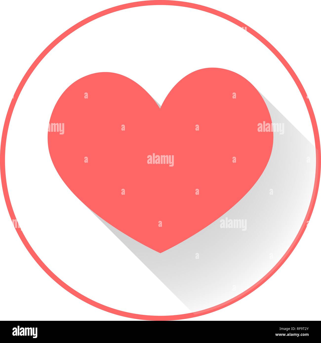 Flache Herz Symbol mit langen Schatten. Social Media Symbol, emoji/Reaktionen. Wie Symbol. Vector Illustration, EPS 10. Stock Vektor