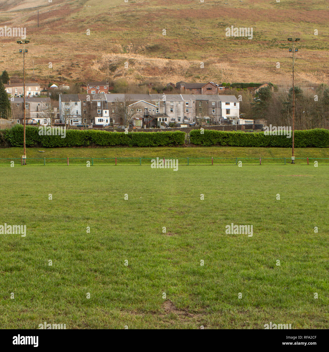 Studie der Rugby Pitch Nantymoel, Wales Stockfoto