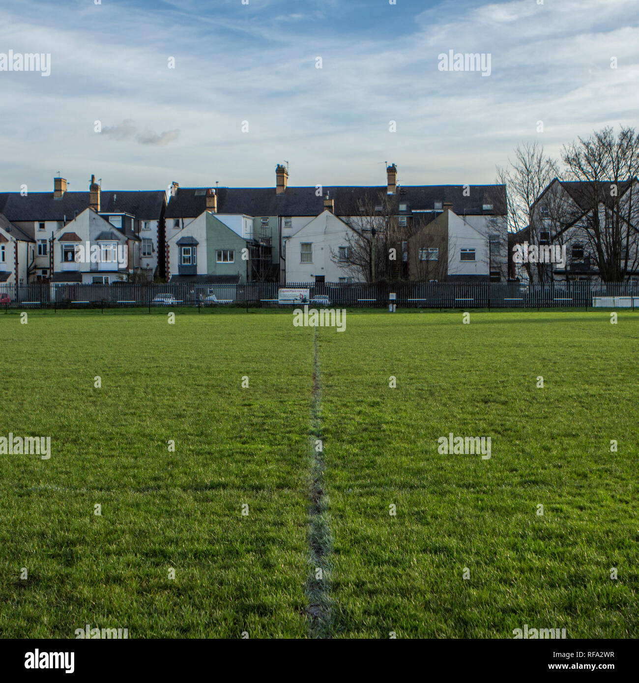 Studie der Rugby Pitch an St. Peters, Cardiff Stockfoto