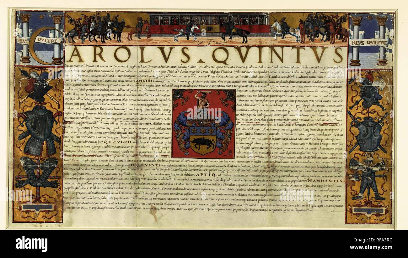 Carolvs Qvuintvs. Artist: anonym. Verfasser: Anonym. Dating: 1573. Ort: Nederlanden. Maße: H 359 mm x B 633 mm. Museum: Rijksmuseum, Amsterdam. Stockfoto