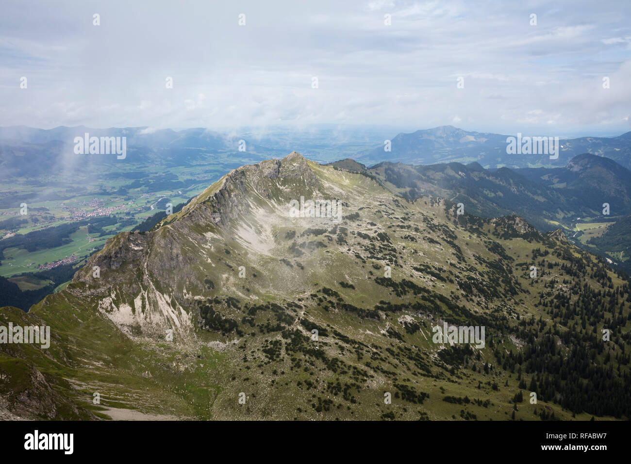 Blick vom Nebelhorn über die Alpen, Allgäu, Bayern, Deutschland, Europa Stockfoto