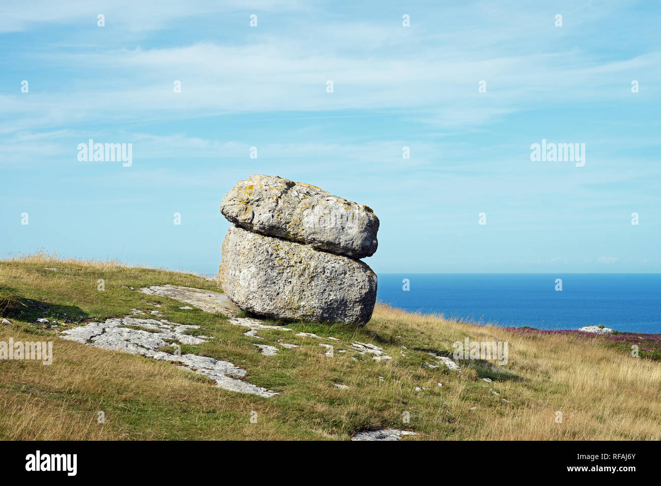 Eiszeitliche Findlinge auf der Great Orme Landspitze im Norden von Wales sind der Beweis dafür, dass die Gegend war von einem Gletscher während der letzten Eiszeit. Stockfoto