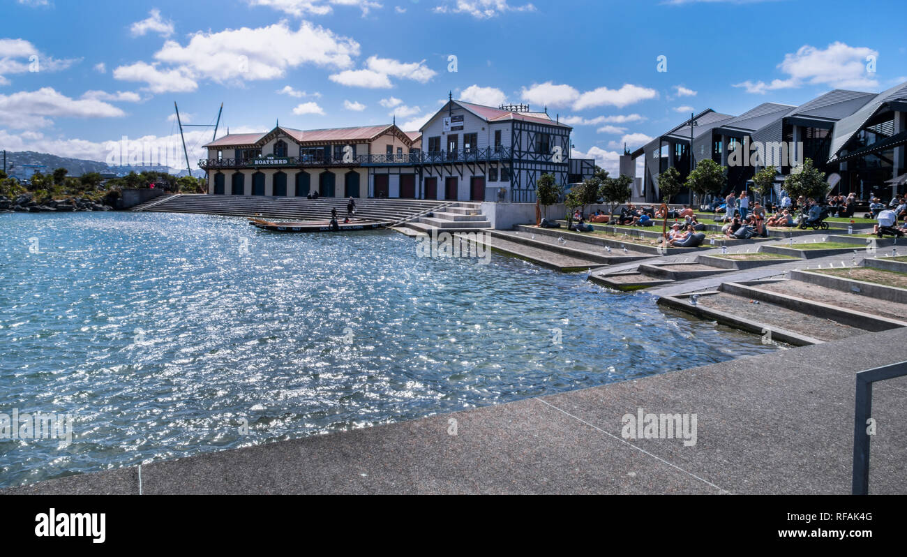 Blick auf die Wellington Ruderclub an der Küste von Wellington, Neuseeland Stockfoto