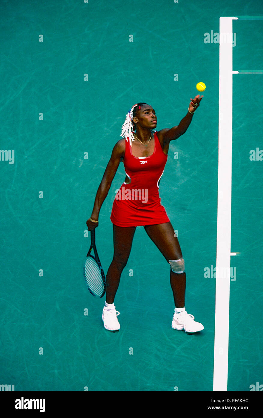 Venus Williams konkurrieren auf dem 1998 US Open Tennis Championships Stockfoto