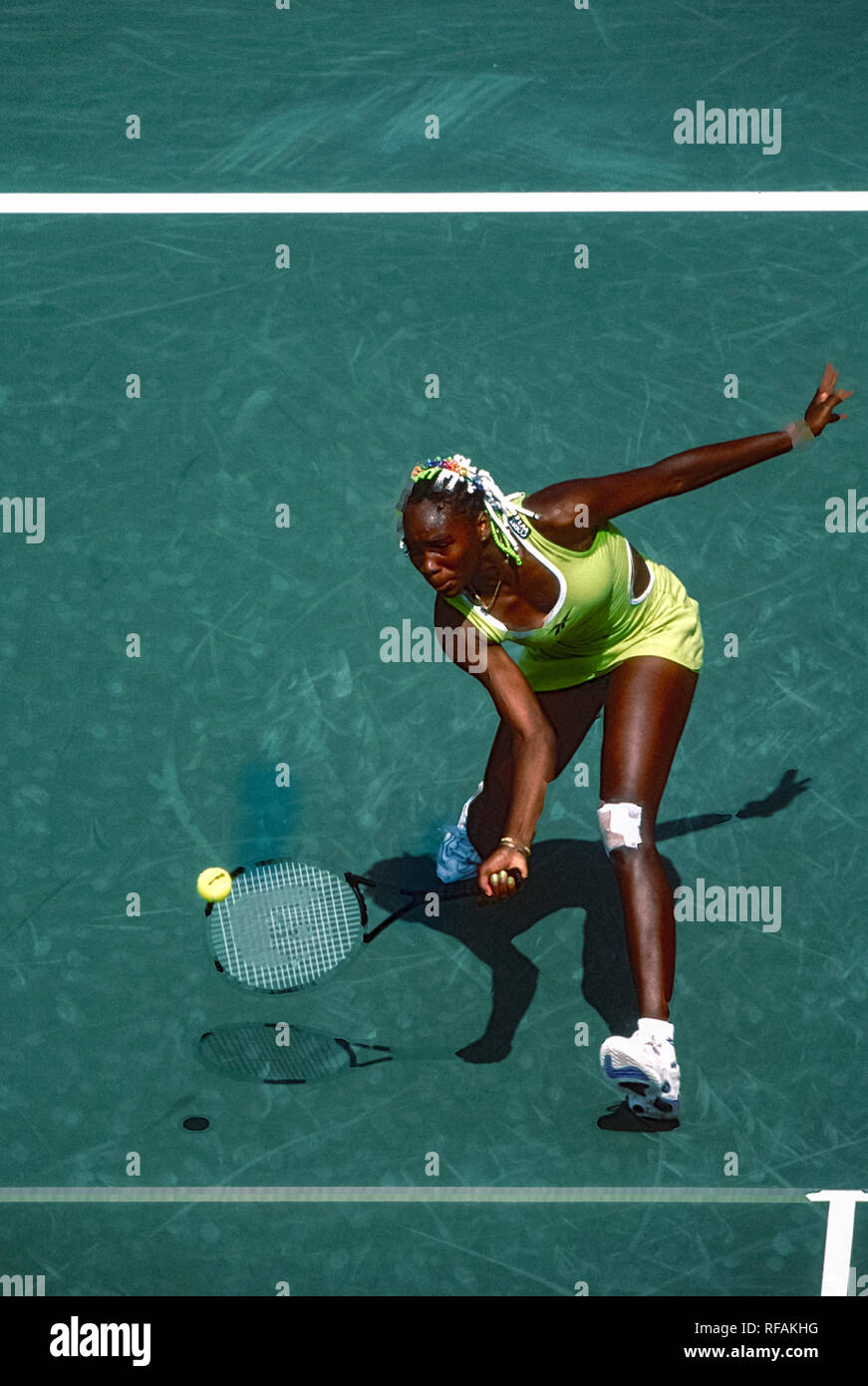 Venus Williams konkurrieren auf dem 1998 US Open Tennis Championships Stockfoto