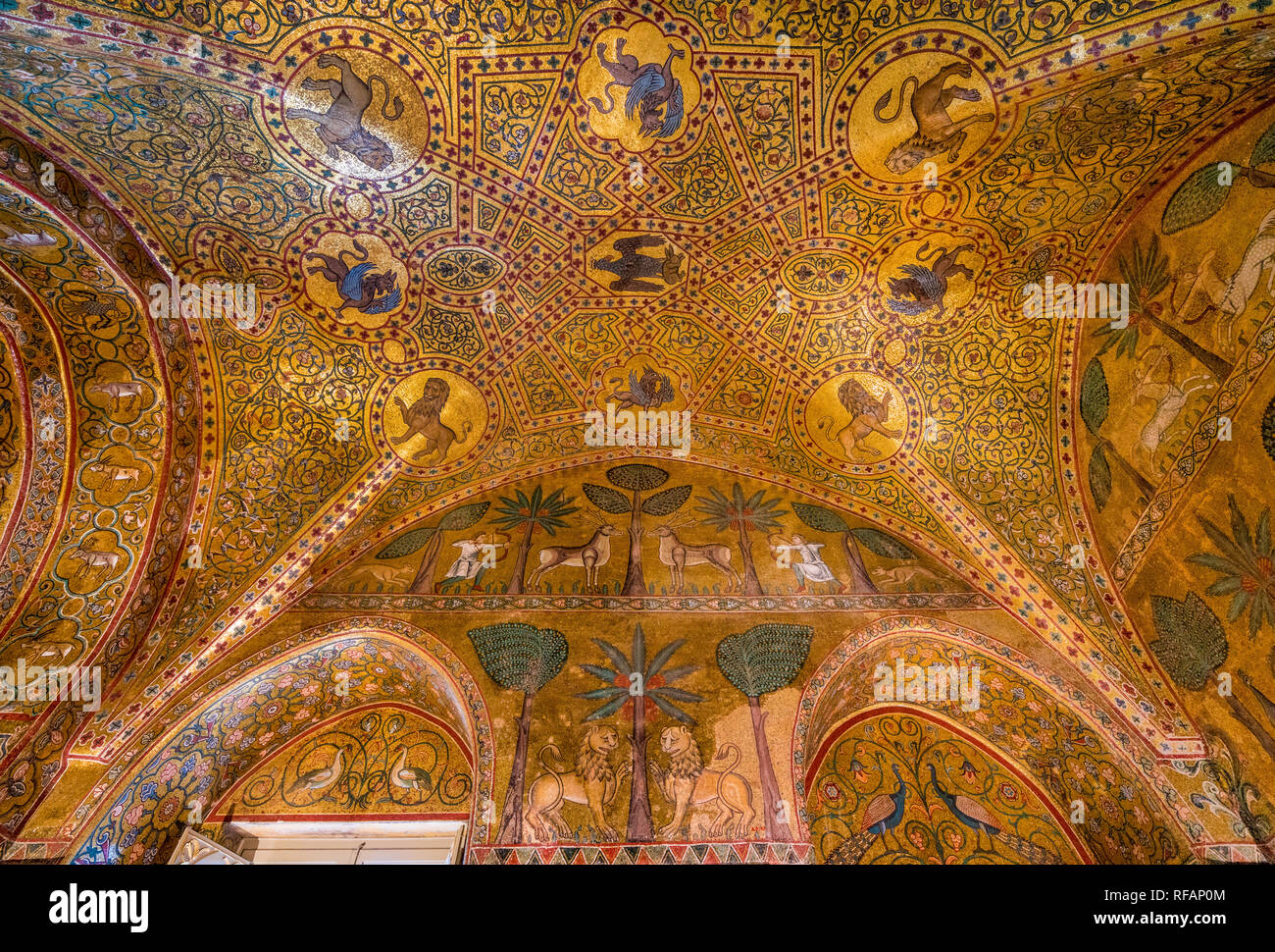 König Ruggero Zimmer in der normannischen Palast (Palazzo dei Normanni) in Palermo. Sizilien, Italien. Stockfoto