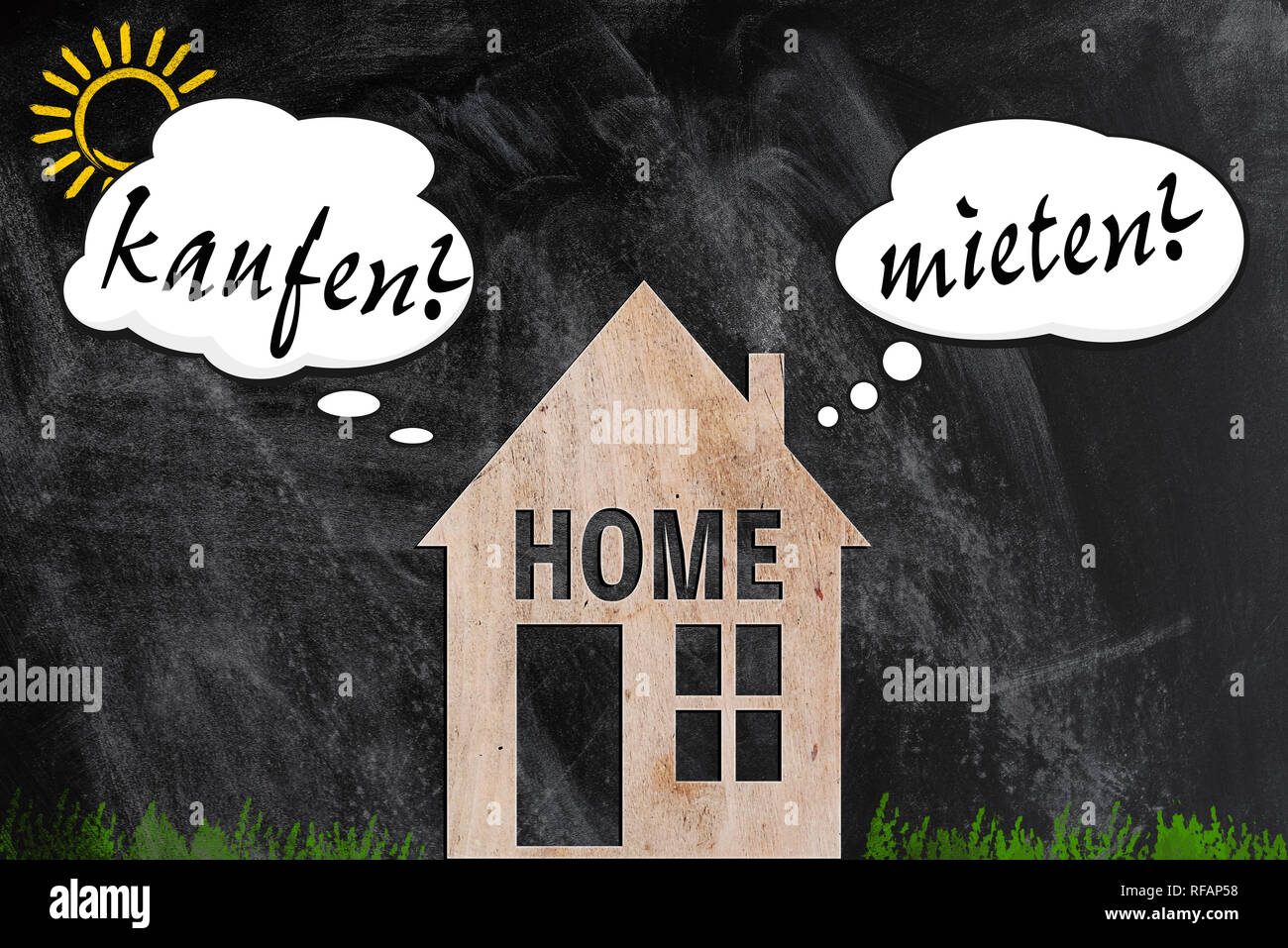 Kaufen oder mieten ein Haus Entscheidung Konzept, dass Deutsche Stockfoto Kaufen oder mieten ein Haus Entscheidung Konzept, dass Deutsche Stockfoto