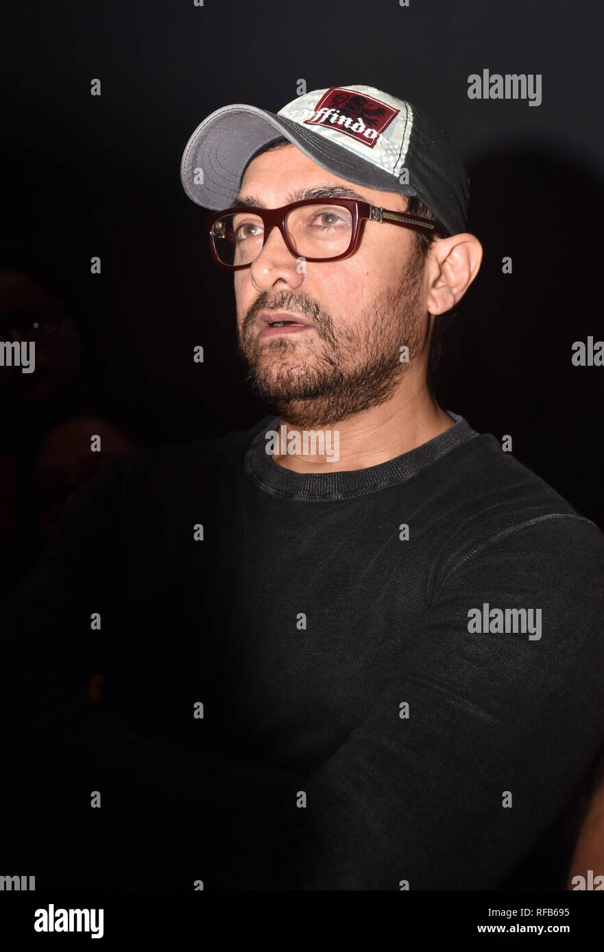 Mumbai, Indien. 24 Jan, 2019. Schauspieler Aamir Khan entdeckt während der sondervorführung des Films "Rubaru Roshni' an PVR, Juhu in Mumbai. Credit: Azhar Khan/SOPA Images/ZUMA Draht/Alamy leben Nachrichten Stockfoto
