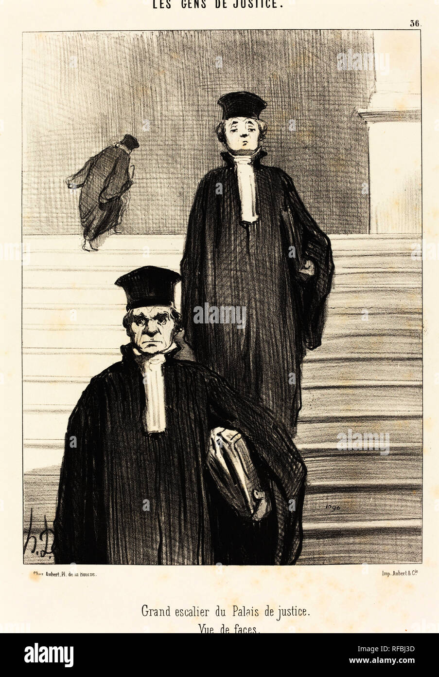 Grand Escalier du Palais de Justice. Vue de Face. Stand: 1848. Medium: Lithographie. Museum: Nationalgalerie, Washington DC. Thema: Honoré Daumier. DAUMIER, Honoré. Honoré-Victorin Daumier. Stockfoto