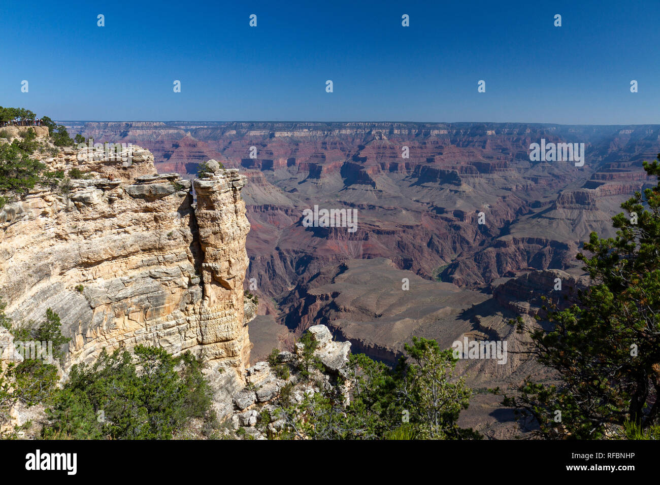 Mather Point und dem Grand Canyon South Rim, Grand Canyon National Park, Arizona, United States. Stockfoto