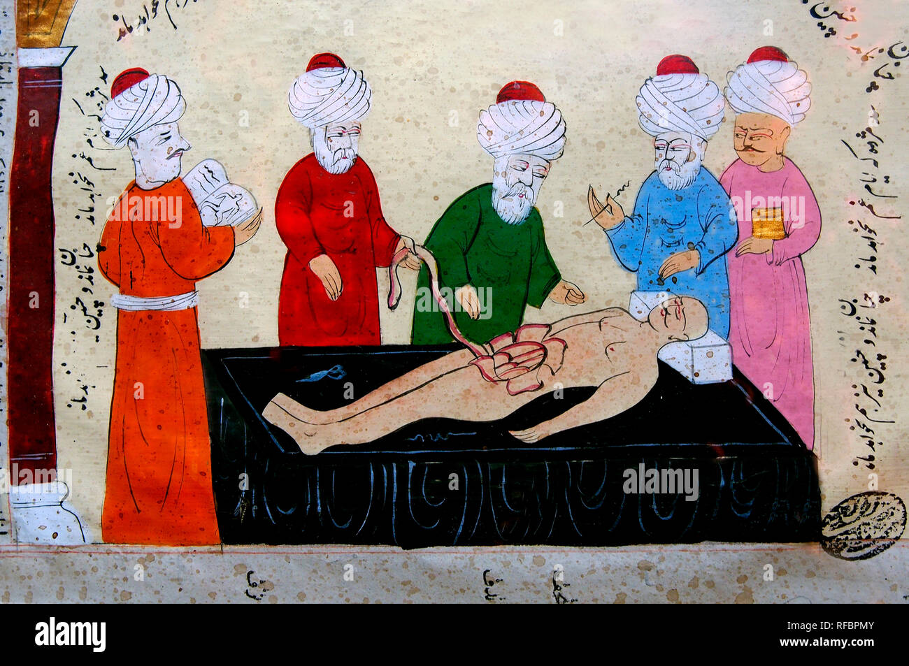 Detail eines persischen Manuskript, XVIIc. Anatomie. Istanbul, Türkei Stockfoto