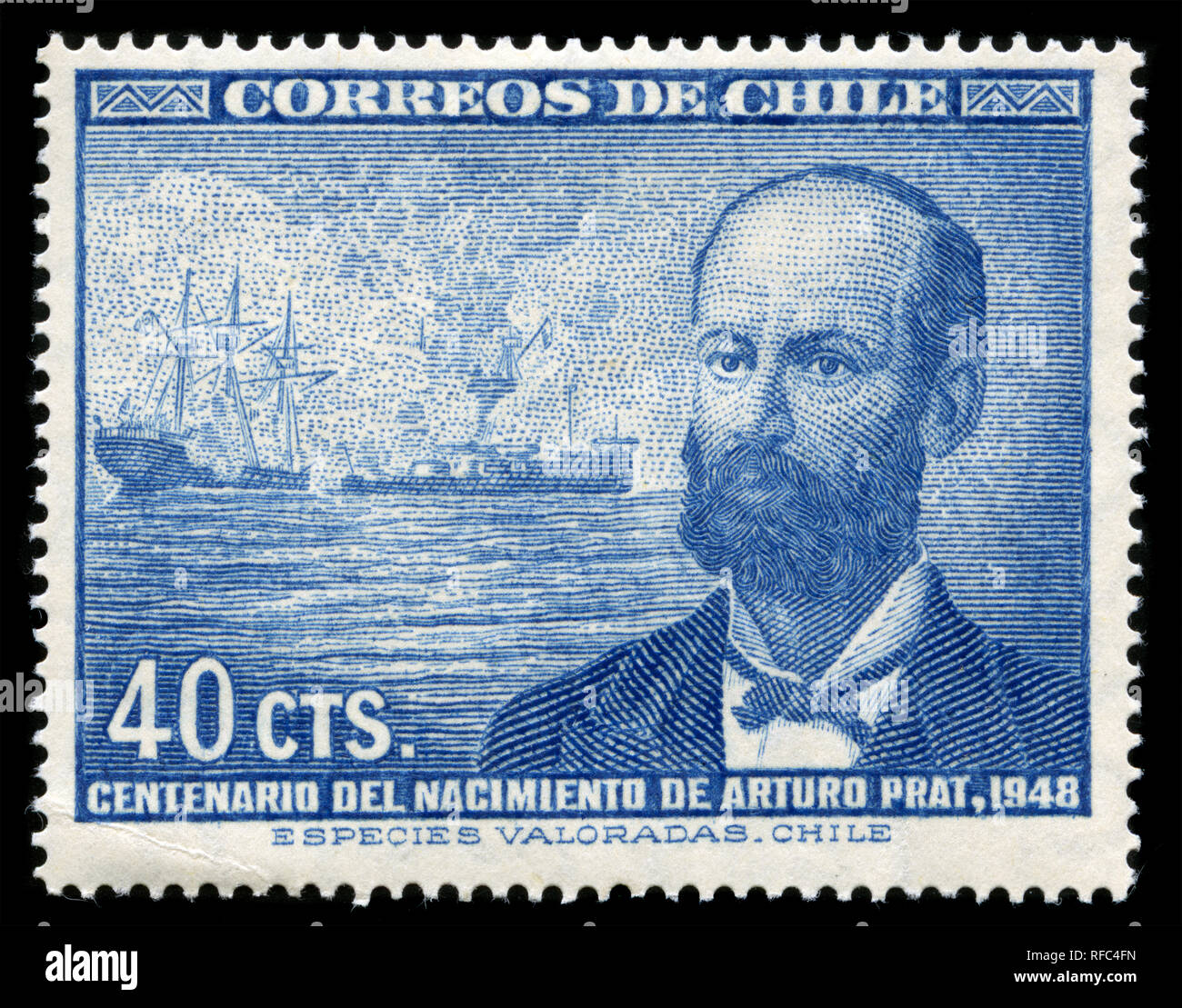 Briefmarken aus Chile in der Persönlichkeiten commemoratives Serie 1948 ausgestellt Stockfoto