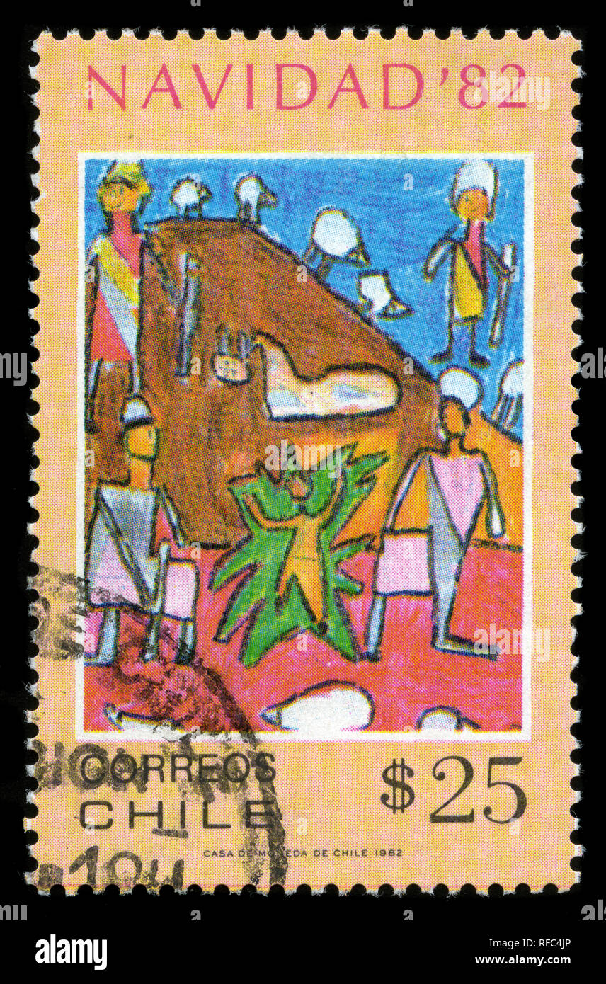 Briefmarken aus Chile in der Weihnachtszeit 1982 Serie Stockfoto