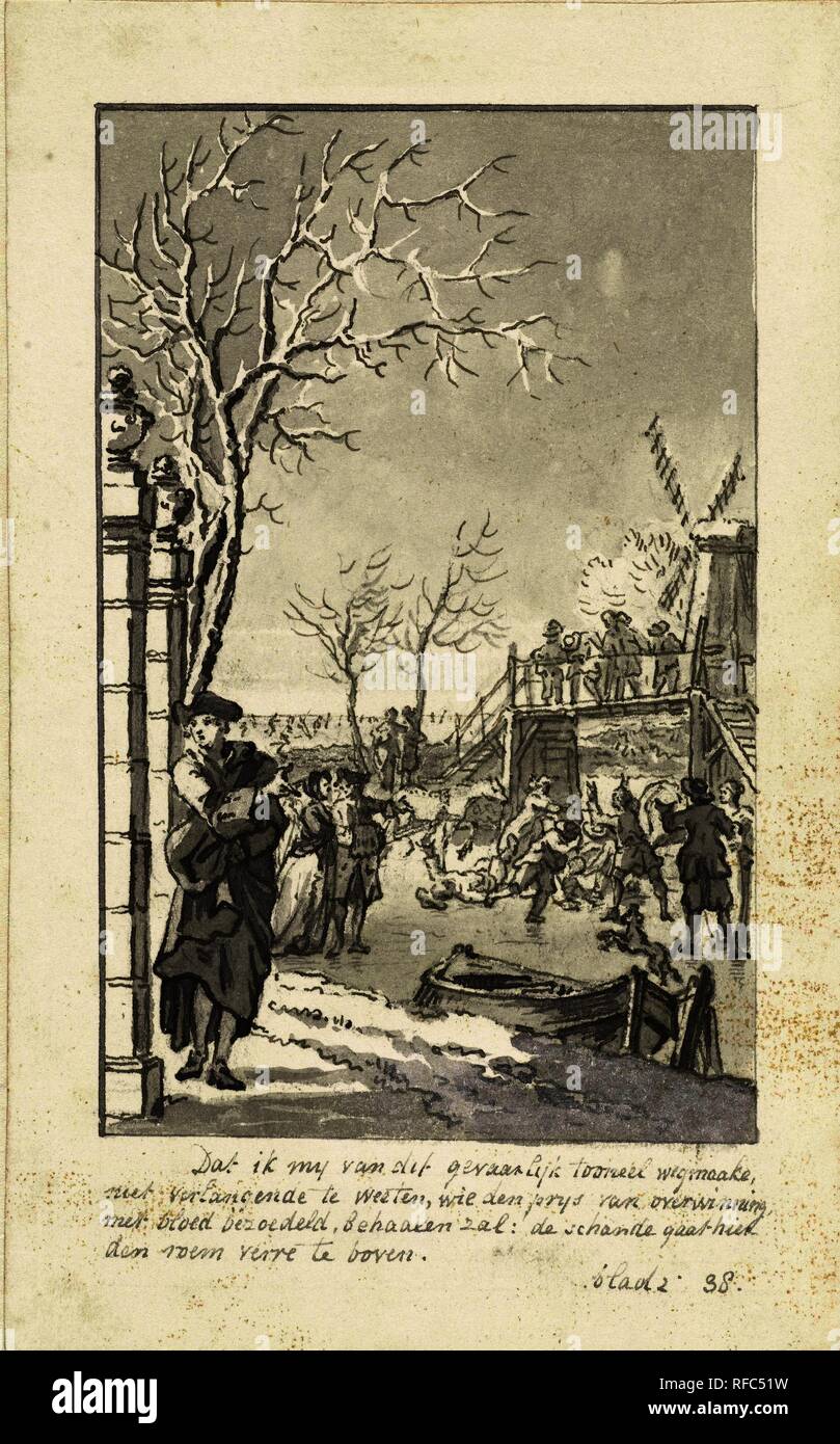 Winter. Verfasser der Stellungnahme: Reinier Vinkeles (I). Dating: 1769. Maße: H 175 mm x B 110 mm. Museum: Rijksmuseum, Amsterdam. Stockfoto