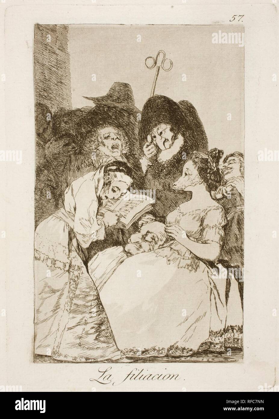 Francisco de Goya y Lucientes/' die Kindschaft". 1797 - 1799. Radierung, Aquatinta auf Elfenbein Bütten. Museum: Museo del Prado, Madrid, España. Stockfoto