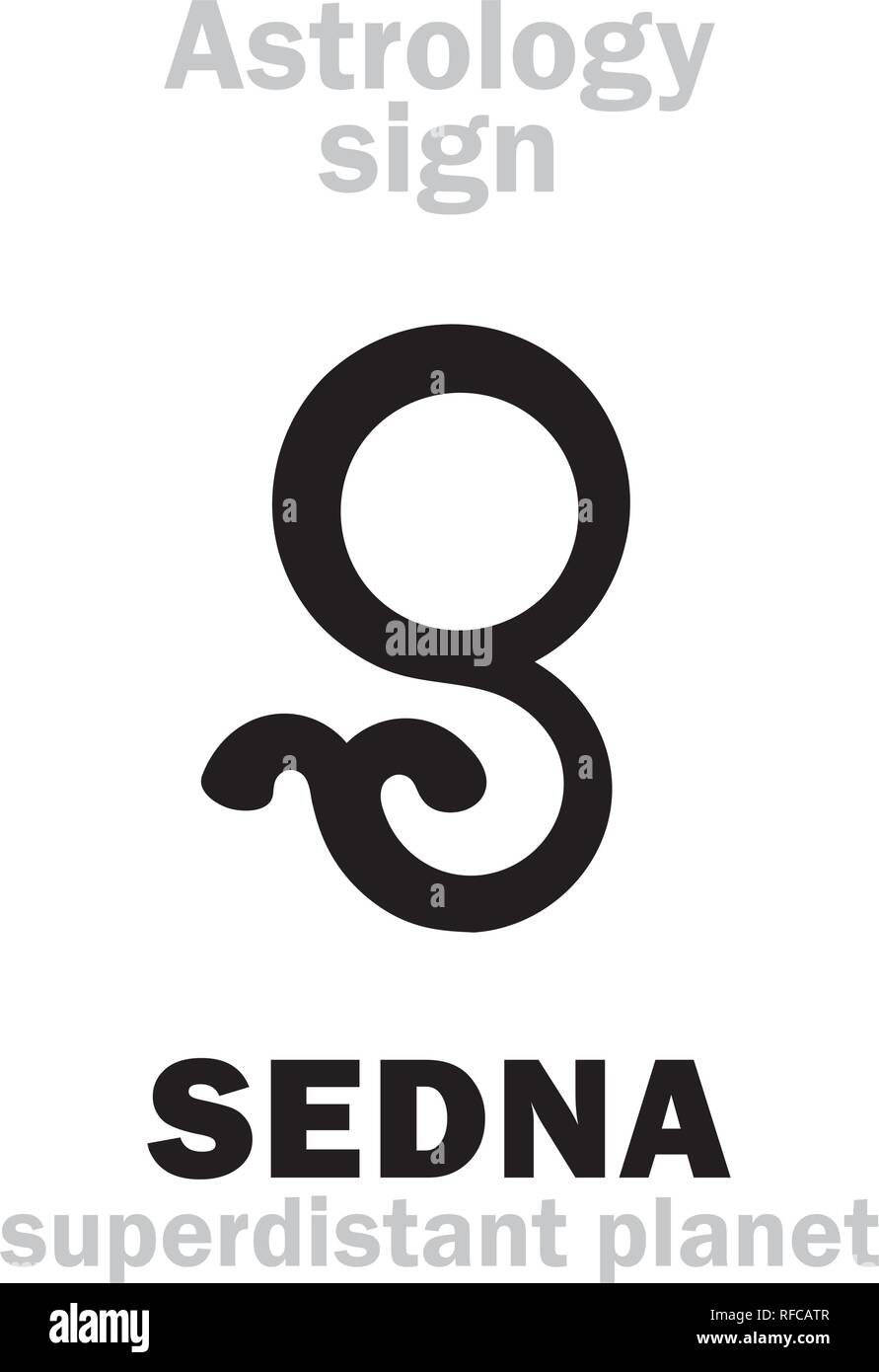 Astrologie Alphabet: Sedna, superdistant externe Zwergplanet (mit länglich elliptische Umlaufbahn). Hieroglyphen Zeichen Zeichen (Symbol). Stock Vektor