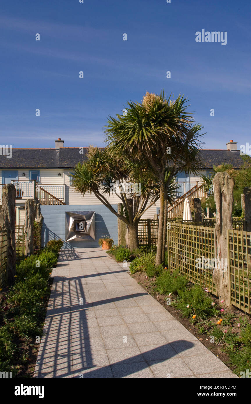 Hell Bay Hotel, Bryer, Isles of Scilly, UK, zeigt das Restaurant mit Küchenchef Glen Gatland. Stockfoto