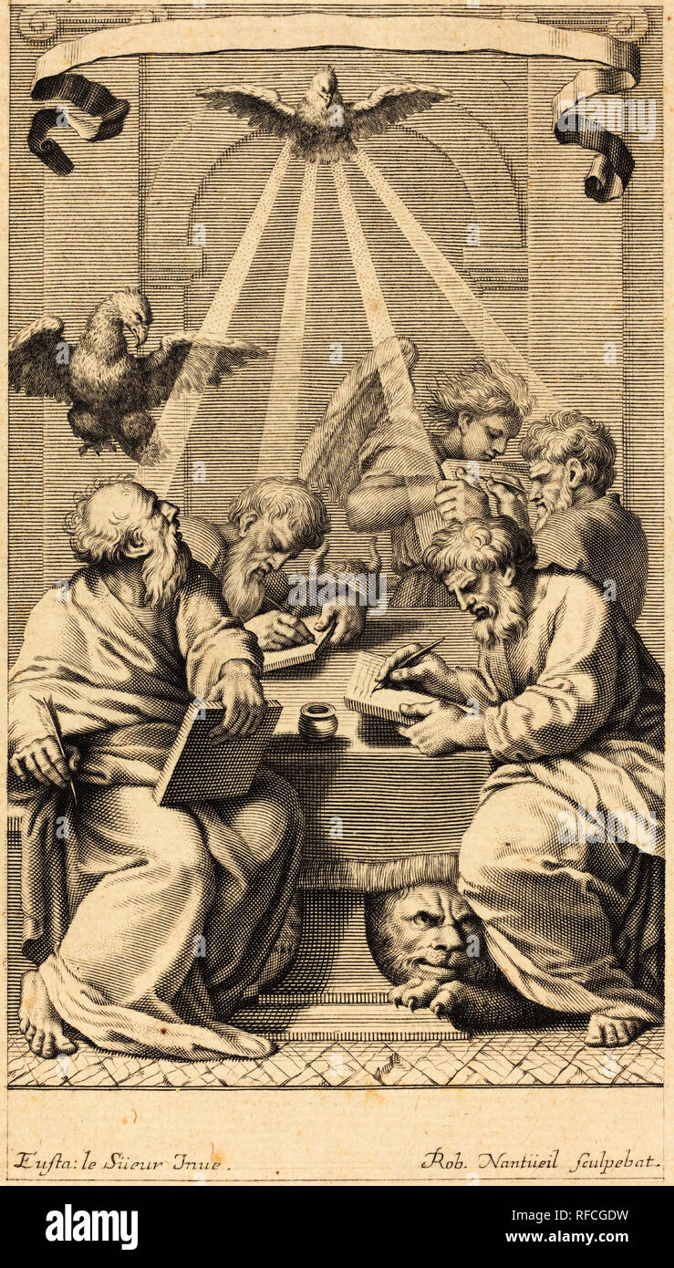 Die vier Evangelisten. Medium: Gravur. Museum: Nationalgalerie, Washington DC. Autor: Robert Nanteuil. Stockfoto