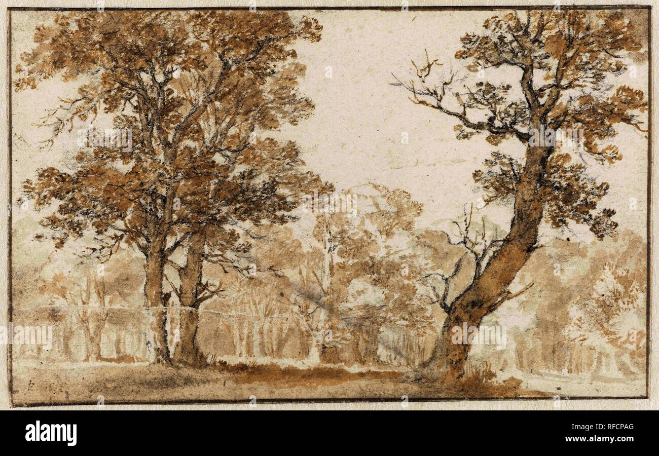 Haagse Bos. Verfasser der Stellungnahme: Jan de Bisschop. Dating: 1652. Maße: H 96 mm x W 154 mm. Museum: Rijksmuseum, Amsterdam. Stockfoto