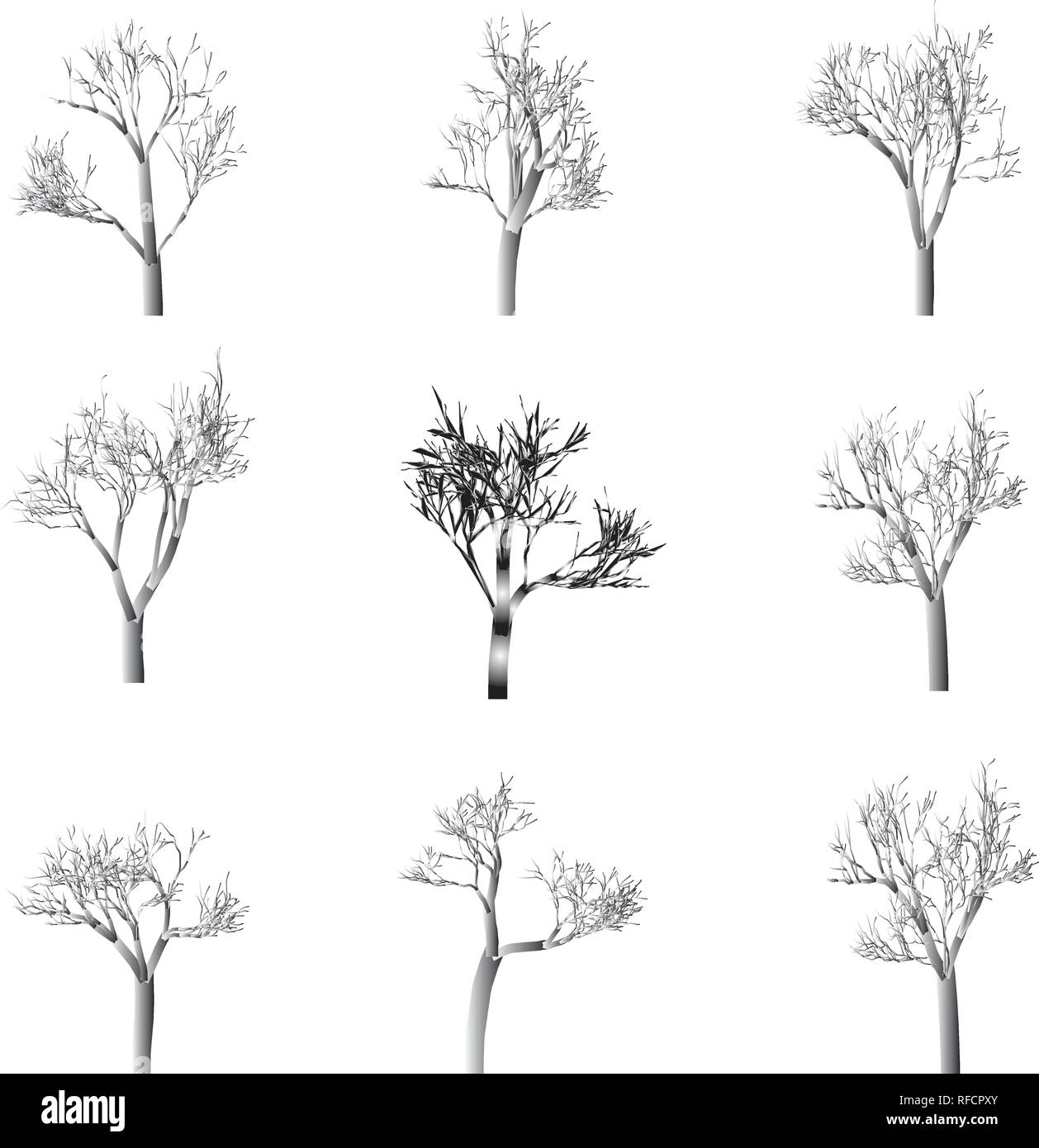 Der Baum Silhouetten, Hand gezeichnet vektor design Elemente. Stock Vektor
