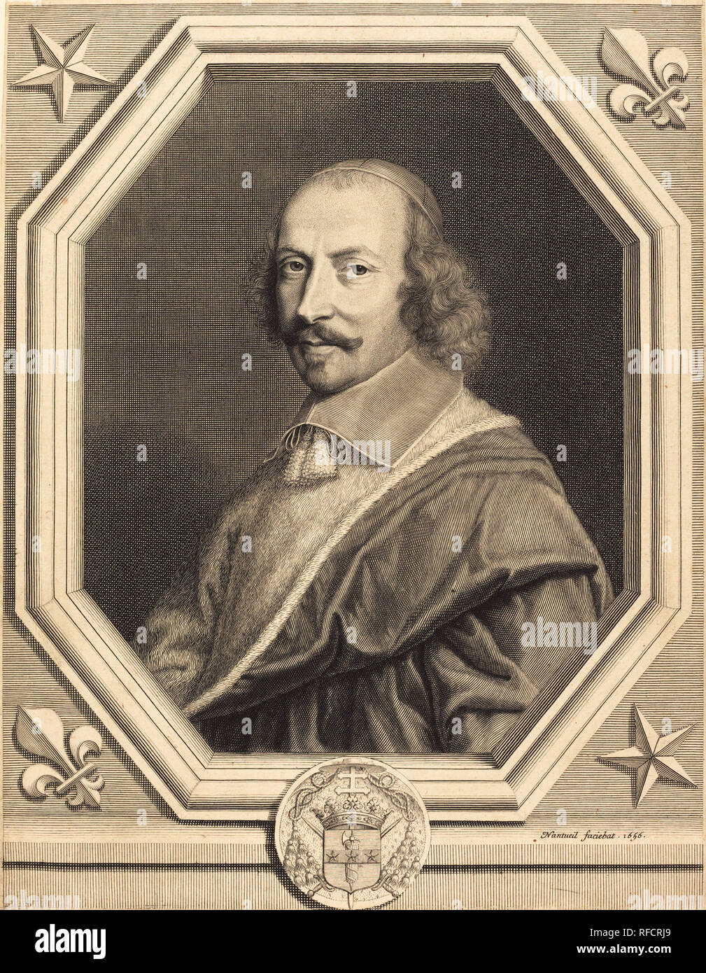 Kardinal Jules Mazarin. Stand: 1656. Medium: Gravur. Museum: Nationalgalerie, Washington DC. Autor: Robert Nanteuil. Stockfoto